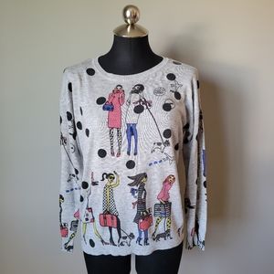 Y2k polkadot art girl print sweater